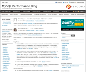 mysqlperformanceblog.com: MySQL Performance Blog
Percona's blog about MySQL performance optimization and scalability, InnoDB, XtraDB, and XtraBackup