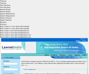 lawnetindia.com: LAWNET INDIA CD - A Pegasus Datasoft Product :: Supreme Court India Judgments since 1950
