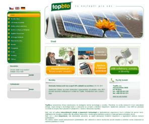 topbio.cz: Úvod |  Topbio
 TopBio je mladou inovativní firmou, působící na rychle rostoucím trhu biopotravin a bioprodukce v České republice.