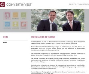 convertinvest.at: Convertinvest » Convertinvest
CONVERTINVEST ist eine auf Wandelanleihen spezialisierte, unabhängige Asset Management Gesellschaft und PIONIER im Bereich ABSOLUTE RETURN mit WANDELANLEIHEN.
