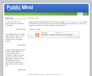 publicmind.in: Public Mind
Public Mind, simple and sophisticated 