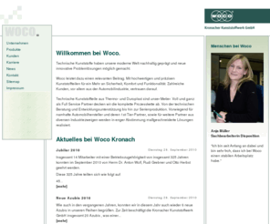 kronacherkunststoffwerk.com: WOCO Kronach Kunststoffwerk | Technische Kunststoffteile, Thermoplast, Duroplast, Geräuschdämpfer, Zylinderkopfhauben
Woco leistet dazu einen relevanten Beitrag. Mit hochwertigen und präzisen Kunststoffteilen für ein Mehr an Sicherheit, Komfort und Funktionalität. Zahlreiche Kunden, vor allem aus der Automobilindustrie, vertrauen darauf.