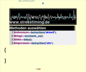 startupgenerator.com: www.stresstiming.de PHP,MySQL,Smarty - preiswert und zuverlässig
Diez alias Dieter Schmidt Projekte und Selbstdarstellung PHP - MySQL Programmerierung