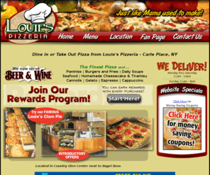 gardencitypizza.net: Home – Louies Pizzeria – Carle Place, NY - Take Out, Delivery, Catering
Hot Fresh Pizza from Louie's Pizzeria - Carle Place, NY Catering, Take Out, Lunch and Dinner