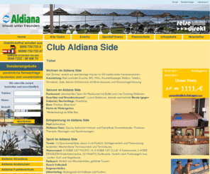 cluburlaub-side.de: ALDIANA Side: Club ALDIANA Side Trkei
Aldiana Side: Hier finden Sie alle Infos zum Club Aldiana Side in Trkei. Unsere Aldiana Expertin gibt Ihnen viele Insider Tipps ber den Club Aldiana Side