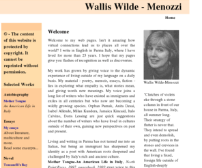 walliswilde-menozzi.com: Wallis Wilde - Menozzi - Home
The website maintained by Wallis Wilde-Menozzi, essayist and poet, author of 