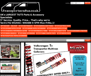 transportersrus.com: VW T4 T5 TRANSPORTER PARTS AND ACCESSORIES SPECIALISTS
Check out T4's R Us the VW T4/T5 Transporter Parts and Accessories Webshop. For Honest, Experienced  Advice on Parts and Fittings for VW T4/T5's ask the VW T4/T5 Guru's!