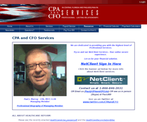 cpaandcfo.com: CPA and CFO Services - In Central Florida and Philadelphia PA
We PROVIDE PROFESSIONAL CPA and CFO Services to our clients. Our CFO services include Attest Services, including audits, reviews, and  compilations. Our CPA Services also includes tax planning and tax compliance. Many of our clients however prefer that we take a more hands on approach where Clients outsource all Financial Matters to us and we function as their CFO. 