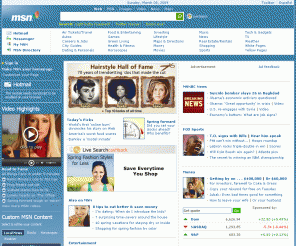 msn.com: MSN.com
MSN is Microsoft's portal, offering MSNBC News, sports, MSN Money, games, videos, entertainment & celebrity gossip, weather, shopping and more great content, as well as Windows Live services such as Hotmail and Messenger.