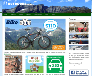 bikebyu.com: BYU Outdoors Unlimited .::. Home
BYU Outdoors Unlimited offers the lowest prices on gear rental, sales, and repairs around Provo and BYU. Start your adventure with us today.