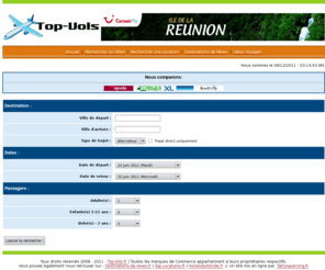 top-vols.fr: Top Vols
Rservez vos billets davion et vols low cost au meilleur prix : Top Vols vous permet de comparer plus de 550 compagnies rgulires et low cost afin de bnficier de vols pas cher ! Profitez galement doffres dernire minute exceptionnelles pour vos achats aux derniers moment.