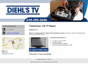 diehlstv.com: TV Repair Trexlertown, PA - Diehl's TV
Diehl's TV provides expert TV repairs to Trexlertown, PA. Call 610-395-2686 for more details.