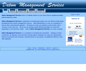 datum-ms.com: Datum Management Services - Web Development
Datum Management Services offers a complete solution to your Open Source, database-enabled, web development needs.