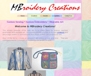 mbroiderycreations.com: Custom Sewing & Embroidery for Home & Apparel by MBroidery Creations
Custom Sewing, Custom Embroidery, Wearable Art and One of a Kind Items