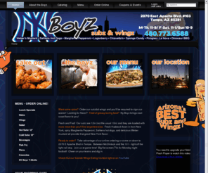 nyboyzsubz.com: Welcome
Arizona's Best Wingz and Subz! Located on 2070 East Apache Blvd, #103 in Tempe.