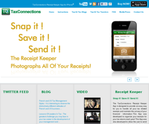 linkedintaxes.info: TaxConnections Receipt Keeper App for iPhone - Snap It! Save It! Send It!
The TaxConnections Receipt Keeper App is designed to provide an easy way for you to handle all your tax related receipts and maintain the privacy of your financial information. This App was developed to organize your receipts for your tax returns each year! This App was also developed to allow the user to send an organized and summarized receipt file directly from your mobile phone to your personal computer or even directly to your Tax Advisor. 