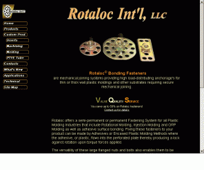 rotaloc.com: Rotaloc;Fasteners:Threaded fasteners, anchor, composite, plastic molding, fastener manufacturer, anchor bolt, metric fastener, specialty fastener, stainless steel fastener, PTFE, industrial, composite and rotomold fasteners and threaded inserts, PTFE, USA, UK, EU, Europe
Fasteners;Fastener Manufacturer offering bonding fasteners, 
threaded fasteners, threaded inserts, stainless steel fasteners, industrial fasteners, 
rotomold inserts, anchor bolts, metric fasteners, specialty fasteners, custom fasteners and Fixings
suitable for composite materials, rotomolding and Solid Surface bonding,PTFE, USA, UK, EU, Europe