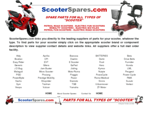 scooterspares.co.uk: Scooterspares - Scooter spares and parts for petrol, electric and mobility scooters and bicycles
Scooter spares including parts and replacement parts for petrol, electric and foot scooters and bicycles