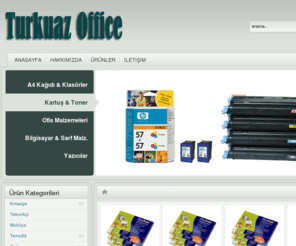 turkuazoffice.com: Turkuaz Office | Kırtasiye ve Kırtasiye ürünleri |Elektronik
TURKUAZ KIRTASİYE, OFİS ve BÜRO MALZEMELERİ Turkuaz Kırtasiye olarak siz değerli müşterilerimiz için hazırladığımız bu sitede, kırtasiye malzemeleri, büro malzemeleri, ofis malzemeleri ve ekipmanları, mürekkep kartuş, toner, printer şeridi gibi bilgisayar sarf malzemeleri, klasör, dosya, pano gibi dosyalama gereçleri, tükenmez kalem, dolma kalem, kurşun kalem gibi yazı gereçleri, fotokopi kağıdı, printer kağıdı, fax kağıdı gibi kağıt ürünleri, ciltleme malzemeleri ihtiyaçlarınıza kolaylıkla ulaşabilir ve ürünleri alışveriş sepetinize ekleyerek sipariş verebilirsiniz.