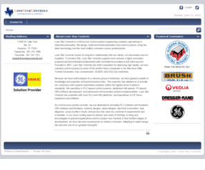 lonestarcontrols.net: Lone Star Controls - PLC control system engineering and industrial automation
Lone Star Controls is a full service control system engineering company specializing in industrial automation (PLC). We design, build and install automation and control systems using the latest technology and the most skilled, customer-centric professionals.