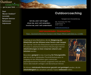 outdoorcoaching.net: Outdoorcoaching - Teamgeist durch Grenzerfahrung
Outdoor Coaching - Teamgeist stärken durch Grenzerfahrung.