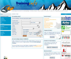 traininginfo.net: Opleidingen in Belgïe - Momenteel 5 917 bedrijfsopleidingen
Opleiding België opleidingen. Databank van freelance consultants en trainers, bedrijfsopleidingen met data en prijzen, vergaderplaatsen, jobs. Sectoren: HRM, e-learning, management, informatica, talen, communicatie, marketing