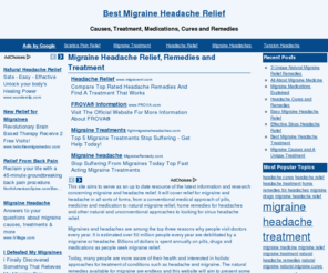 bestmigraineheadacherelief.com: Headache Migraine Relief and Remedies
Best resource for cures, treatment and medication for sinus headache migraine and specialist with pills for relief.