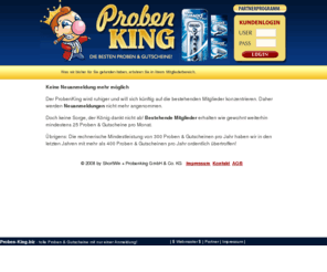 proben-king.biz: Gratisproben kostenlose Proben Produktproben Warenproben kostenlos gratis!
Gratisproben, kostenlose Proben, Warenproben, Produktproben und Gutscheine bekommen Sie ins Haus und sparen mehrere hundert Euro. Besonders bequem können Proben zu Babynahrung, Parfüm, Deos, Nahrungsmittel, für Kinder oder Babys oder Tabakproben abonniert werden. Online im Internet eine Warenprobe, Proben kostenlos und gratis, Produktprobe oder Gratisprobe abstauben!