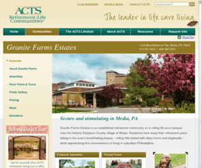 actsgranitefarms.com: Media Retirement Community | Philadelphia Senior Care Communities
Granite Farms Estates, an ACTS Continuing Care Retirement Community (CCRC) located in Media, PA offers seniors resort style retirement living with an active lifestyle, amenities, and companionship.