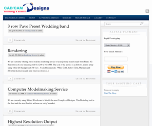 cadcamdesigns.com: CAD/CAM Designs.
CAD/CAM Technology in Jewelry Industry.  Jewelry manufactured and designed with aid of computers.  Rapid prototyping.  Custom made jewelry.