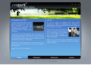 csspark.de: csspark.de - the art of dynamic webdesign: csspark.de
csspark - the art of dynamic webdesign --- Zu einem guten Namen gehoert auch ein gepflegtes Erscheinungsbild. Wir bringen Ihren Internetauftritt in Form und ueberzeugen durch ansprechende Optik und bestechende Funktionalitaet. Alles aus einer Hand - Qualitaet zu fairen Konditionen.