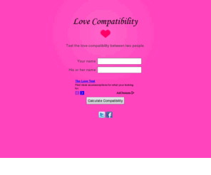 mylovecompatibility.com: Love Compatibility
Love Compatibility Test. Test the love compatibility between two people.