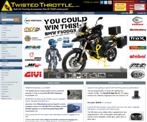 twistedthrottle.net: TwistedThrottle.com
Twisted Throttle LLC. - Sport and Adventure Touring Equipment - North American importer and distributor for SW-Motech, MRA Windscreens, Bags-Connection Electric Tankbags, Barkbusters Hand Guards, Kaoko Throttle Locks, Denali LED headlights, Micatech luggage, Techmounts, dealer for GIVI USA, Gerbing Heated Clothing, and more! We offer the best selection of motorcycle hard luggage, windscreens, centerstands, and crashbars for metric bikes on the Internet!