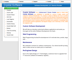 crystalsoftwaresol.com: Crystal Software
software products and solutions for Internet usage, access control, network security, administration, home networking, corporate messaging, interactive voice reponse, messaging