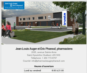 pharmaciesthyacinthe.com: Jean-Louis Auger et Eric Phaneuf, pharmaciens
Jean-Louis Auger et Eric Phaneuf, pharmaciens.