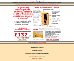 safetystorage.co.uk: Hazardous Storage UK - Flammable liquid, chemical and acid storage cabinets
A full range of hazardous materials storage cabinets for the UK, for flammable liquids, acid, pesticides or chemical storage