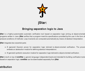 jstarverifier.org: jStar: bringing separation logic to Java
jStar: A verification tool