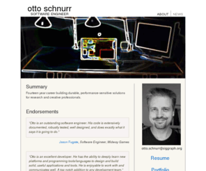 ottoschnurr.com: otto schnurr : software engineer
Fourteen year career building durable, performance-sensitive software for research and creative professionals.