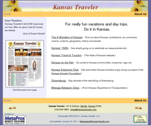 kstraveler.com: Kansas Traveler
Kansas Traveler is a publication to help the traveler in Kansas.