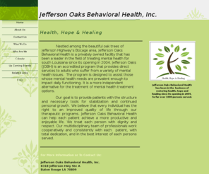 jeffersonoaks.org: Jefferson Oaks Behavioral Health, Inc.
Mental Health Treatment offered by Jefferson Oaks Behavioral Health in Baton Rouge, LA