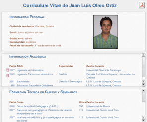 jlolmo.com: CV Juan Luis Olmo Ortiz
Currículum Vitae de Juan Luis Olmo Ortiz