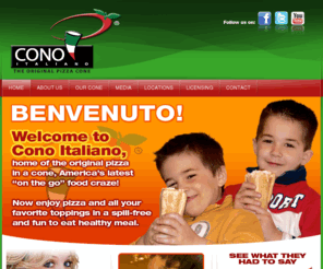 conoitaliano.com: Welcome to the Cono Italiano
Welcome to Cono Italiano, the home of the original pizza in a cone, America's latest on the go food craze! Now enjoy pizza and all your favorite toppings in a spill-free and fun to eat healthy meal.