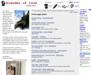 loveblender.com: blender of love digest april 2011
The Blender of Love is the Web's first community forum for romantic writing and poetry