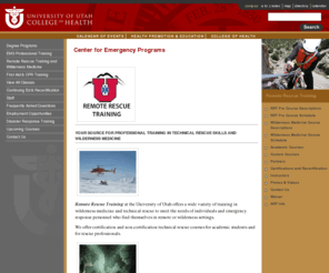 onlineemt.com: University of Utah College of Health : Department of Health Promotion and Education :
Remote Rescue Training / Wilderness Medicine