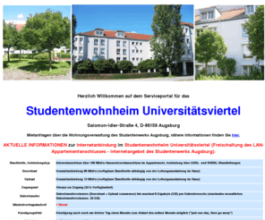 univiertel.net: Studentenwohnheim Universitätsviertel, Augsburg | www.univiertel.net | Serviceportal
Hier erhalten Sie Informationen zum Studentenwohnheim Universitätsviertel, Augsburg.