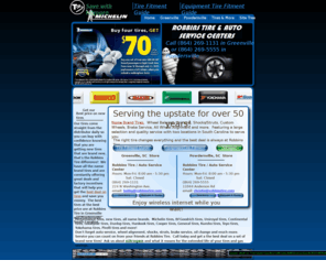 robbinstire.com: Robbins Tire, Best price Michelin tires, Bridgestone, Goodyear, BF Goodrich, Best price on tires, auto service, wheel allignment, shocks, struts, brake service and more.
Robbins Tire, serving the upstate for over 50 years.  Name brand tires, wheel speed balance,  all wheel alignment and more.