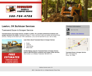 lawtonexcavating.com: Bulldozer Services Lawton, OK
Townsend Dozer & Scraper Service provides bulldozer, NRCS works services to Lawton, OK. Call 580-704-4708.