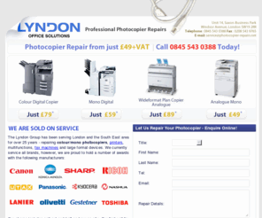 photocopier-repairs.com: Photocopier Repairs in London and South East:Lyndon Group
The Lyndon Group has been serving London and the South East area for over 25 years - repairing colour/mono photocopiers, printers, multifunctions, fax machines and large format devices. Contact us today about your repair needs!