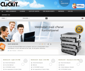 clickitdns.net: cPanel Webhotell og Domene, Domenenavn, Registrere Domene - CLICKIT.no
Store og fleksible cPanel webhotell. Registrere domene. Domenenavn og DNS Kontroll.