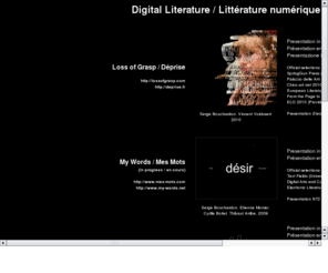 sergebouchardon.com: Digital Literature / Littérature numérique - Serge Bouchardon
Digital Literature / Littérature numérique - Serge Bouchardon